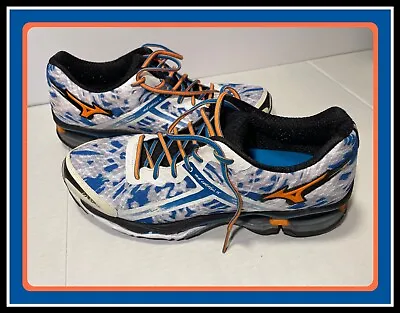 Mizuno Men's Wave Creation 15 Running Shoe White/Orange/Blue J1GR140172 Size 12 • $100