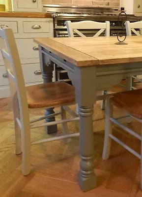 Large Rustic Farmhouse Oak Finish Kitchen Dining Table Extending 8.5ft Painted • £670.50