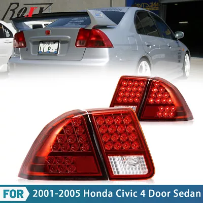 For 2001 2002 2003 2004 2005 Honda Civic 4 Door Sedan LED Tail Lights Lamps Red • $138.99