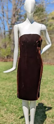 Vintage Valentino Designer Brown Velvet Sleeveless Dress • $150