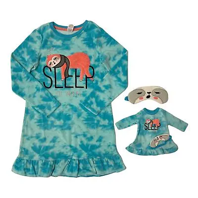 Girls' Perfect Pair Pajama Gown Set Blue 5/6 And 18  Doll With Sleep Masks • $19.99