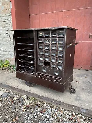 1920s Library/Courthouse Card Catalog Cabinet Cart Berger Canton OH Japan Finish • $2250