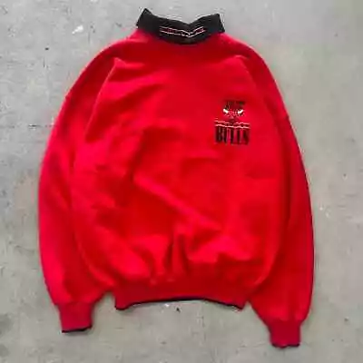 Vintage 90s Chicago Bulls NBA Basketball Embroidered Turtleneck Crewneck • $35.99