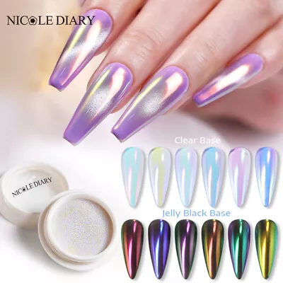NICOLE DIARY 0.2g/Box Auroras Nail Powder Ice Transparent Nail Chrome Pigment • $1.89
