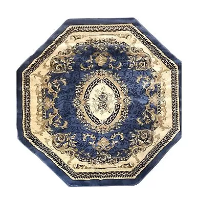 Deir Debwan Traditional Octagon Aubusson Floral Area Rug Blue Burgundy Beige ... • $142.56