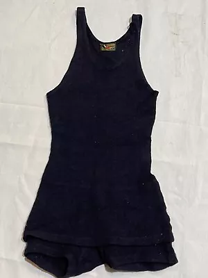 Jantzen 1920's Wool Antique Black Bathing Suit Romper Size Small  4373 • $249