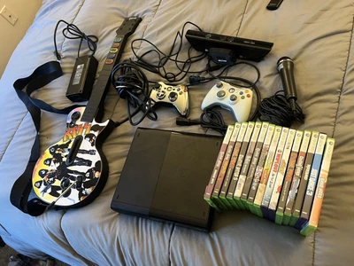 $399.99 • Buy Xbox 360 Guitar Hero Bundle W/Guitar/Mic+Rockband + Kinect+2 Controllers
