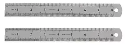 Stainless Steel Metal Flexible Ruler 8 Inch Pack Of 2 Metal Flexible Ruler Inche • $13.71