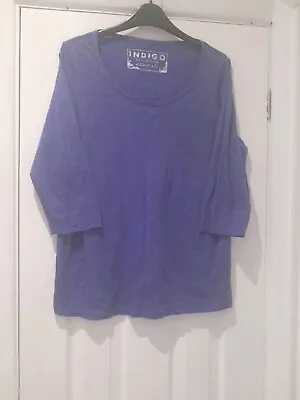 💜 Lovely M&S MARKS Indigo Purple Lilac Tshirt Top Size 14 Fine Rib 💜 • £8.99