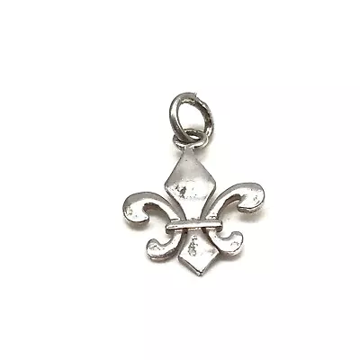 Vintage 925 Sterling Silver Fleur De Lis Symbol Charm Pendant • $24.99