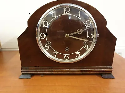 Mahogany Westminster Chime Mantel Clock By HAC Germany  C1930 B6 • £30