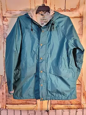 Vintage LL Bean Gore-tex Stowaway Nylon Rain Coat Jacket Hooded Size Large Green • $39.99