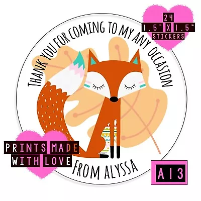 £1.70 • Buy Fox Party Bag Stickers , Baby Shower , Christening Teacher Personalised A13