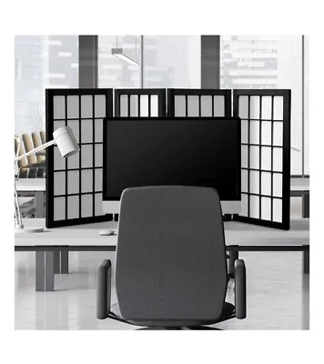 Oriental Furniture 2 Ft. Tall Desktop Window Pane Shoji Screen Black 4 Panel • $90