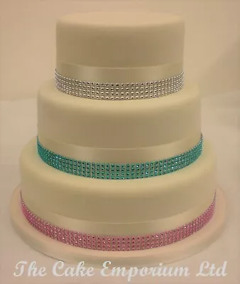 £1 • Buy Sparkling Diamante Effect Cake Trim - Silver, Pink, Black, Gold, Red, Purple