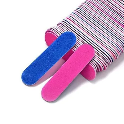 Mini Nail File Bulk 300Pcs - Double Sided Emery Boards (Blue And Pink) • $12.79