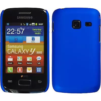 Hardcase For Samsung Galaxy Y Duos Rubberized Blue Cover + Protective Foils • $9.74