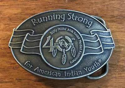 Vintage Running Strong For American Indian Youth Billy Mills Belt Buckle Olympic • $14.94