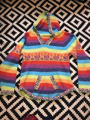 Hippie Jumper Wool Rainbow And Llamas 10-12 Hoodie And Pocket  Peru  • £5