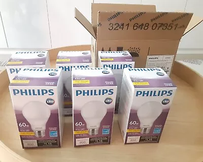 Philips 60W A19 Dimmable Bright White 9.5W LED - Factory Sealed 6 Pack Bulbs • $27.95