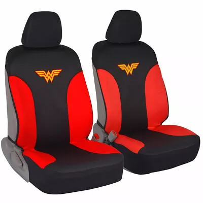 Waterproof Car Seat Covers - Wonder Woman Superhero Front Red 2pc • $29.95