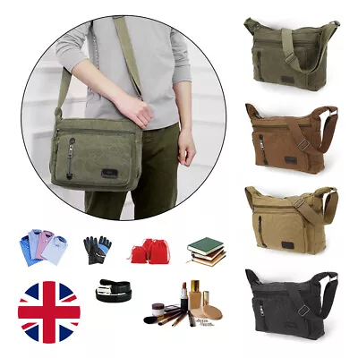 Handbag Vintage Military Messenger Satchel Briefcase Mens Canvas Shoulder Bag • £8.79