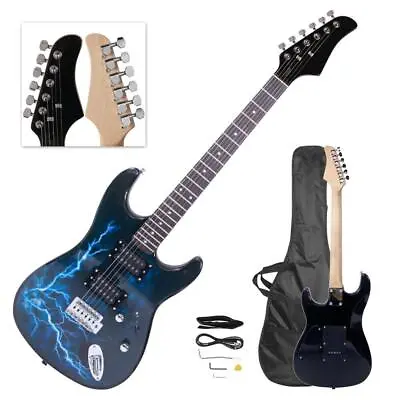 New Lightning Style Black GST Electric Guitar +Strap+Cord+Gigbag+Picks • $62.09