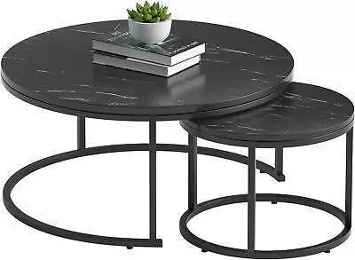 Set Of 2 Round Coffee Tables Modern Accent Side End Table For Living Room • $64.50