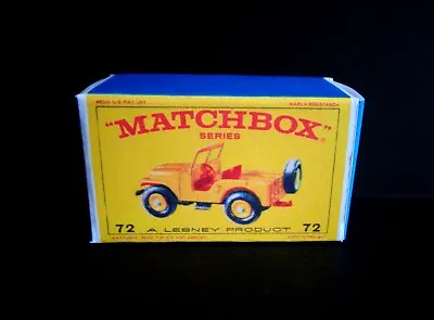 Matchbox Lesney No.72b Standard Jeep Reproduction Box (Box Only) • £2.89