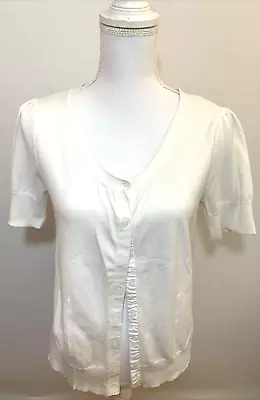 Mossimo Cardigan Short Sleeve Sz XL White Button Up Scoop Neck • $7