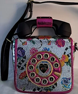 Betsey Johnson Telephone Dial Bag Silver/Red. Telephone Works On 3.5mm Jack. • $69.99