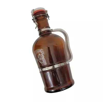 Large 2 Liter Fredericksburg Brewing Growler Brown Glass Ale Bottle Bar Decanter • $19.99