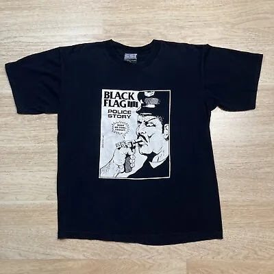 VTG 90s Black Flag Band Tee Shirt Excel. Men’s Sz: XL SST Original Police Story • $500