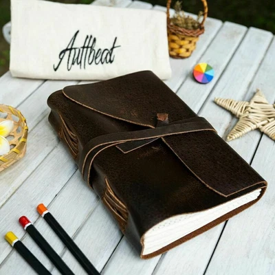 $78.95 • Buy Dotted Handmade Diary Leather Journal Writing Notes Bullet Journal Daily Planner