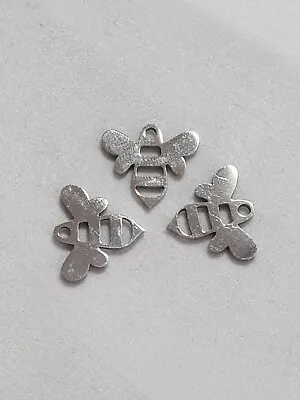 £3 • Buy 3 Stainless Steel Bumble Bee Charms,  Laser Cut Charms, 12.5mm X 14mm (PHSS 178)