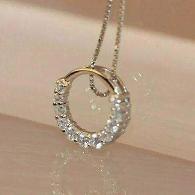 2Ct Round Cut VVS1 Diamond Women's Circle Pendant Necklace 14K YellowGold Finish • $25.20