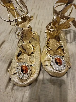Disney Store Merida Gold Glitter Costume Shoes Size 10/12 • $40