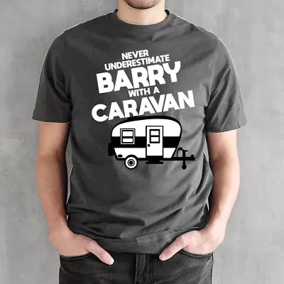 Never Underestimate CUSTOM NAME With A Caravan T Shirt Fathers Day Birthday Gift • £13.99