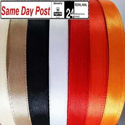 Satin Ribbon 10mm Wide X 23 Meters ( 25 Yards  ) Roll For Craft Trim Decorations • £2.99
