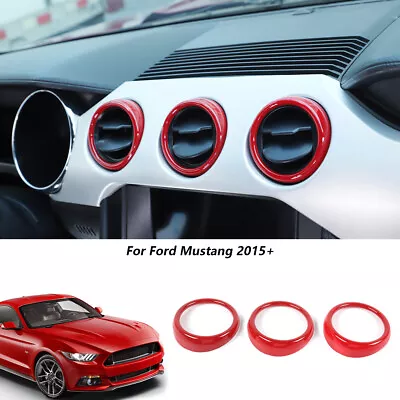 3pcs Red Center Console Air Vent Outlet Cover Trim Bezels For Ford Mustang 2015+ • $18.59