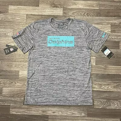 Nike Miami Dolphins Dri-Fit Shirt Men’s Medium Gray Abstract Swoosh Logo NWT NFL • $30