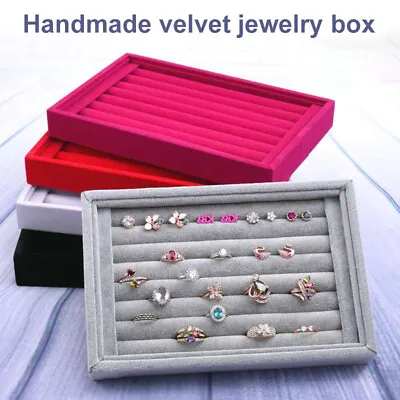 Velvet Ring Earring Jewelry Display Organizer Box Tray Holder Storage Ring Cases • $12.99
