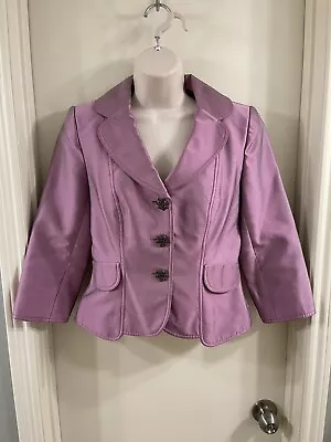 Kay Unger Lilac Purple Textured Silk Blend Jacket Blazer Size 4 EUC • $79.99