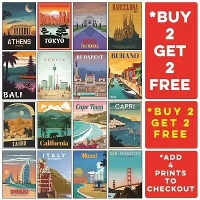Travel Posters Holiday Vintage Tourism Print Decor    *laminated* A5 A4 A3  • £4.99