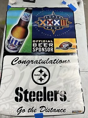 Beer Poster Super Bowl 32 San Diego- Miller Lite- Pittsburgh Steelers  • $2.99