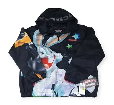 Members Only Looney Tunes Black Windbreaker Jacket Mens Size Medium Bugs Bunny • $40