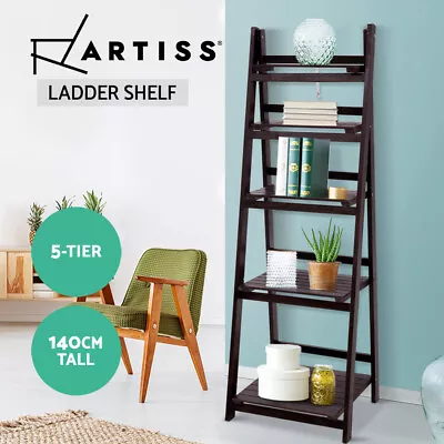 Artiss Bookshelf 5-Tier Display Book Corner Shelves Storage Bookcase Coffee ZANE • $89.95