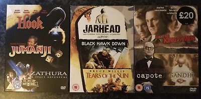 3 X DVD Boxset 9 Classic Films Robin Williams Josh Hartnett Hook Black Hawk Down • £4.99