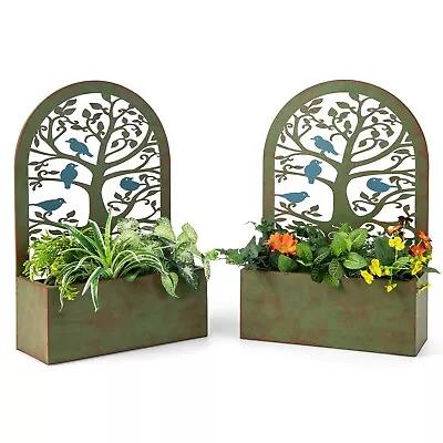 £36.99 • Buy Set Of 2 Raised Garden Bed W/ Trellis Wall-Mounted & Freestanding Planter Boxes