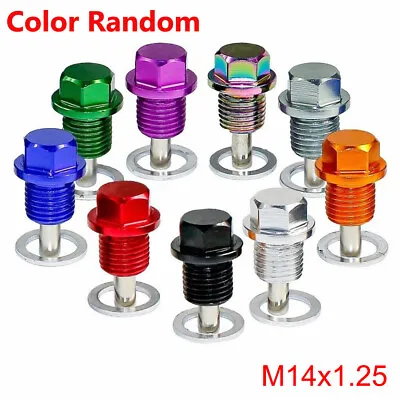1x Anodized Engine Magnetic Oil Pan Drain Plug Bolt Kit Washer M14 X 1.5MM Screw • $2.93